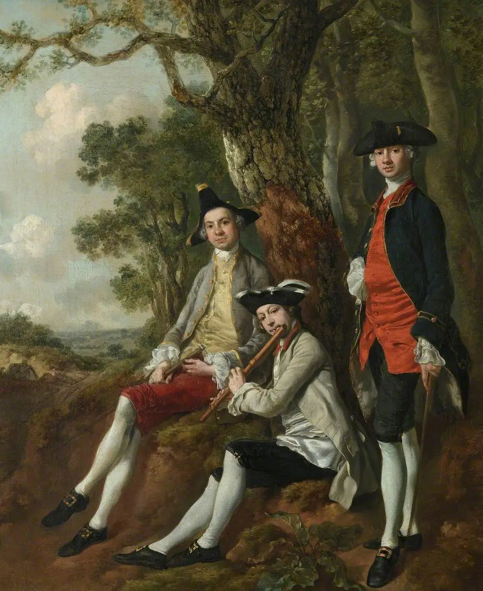 Peter Darnell Muilman, Charles Crokatt et William Keable dans un paysage - Thomas Gainsborough image 1 reproduction de peinture à l’huile