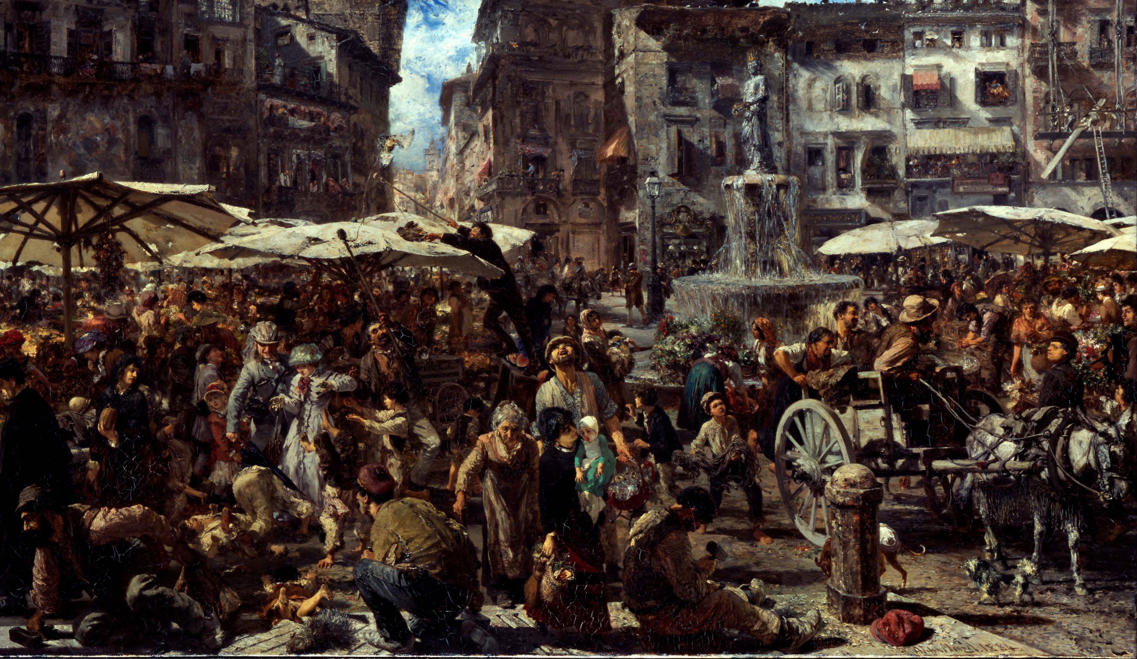 Piazza d’Erbe à Vérone - Adolph von Menzel - Alpha Reproduction