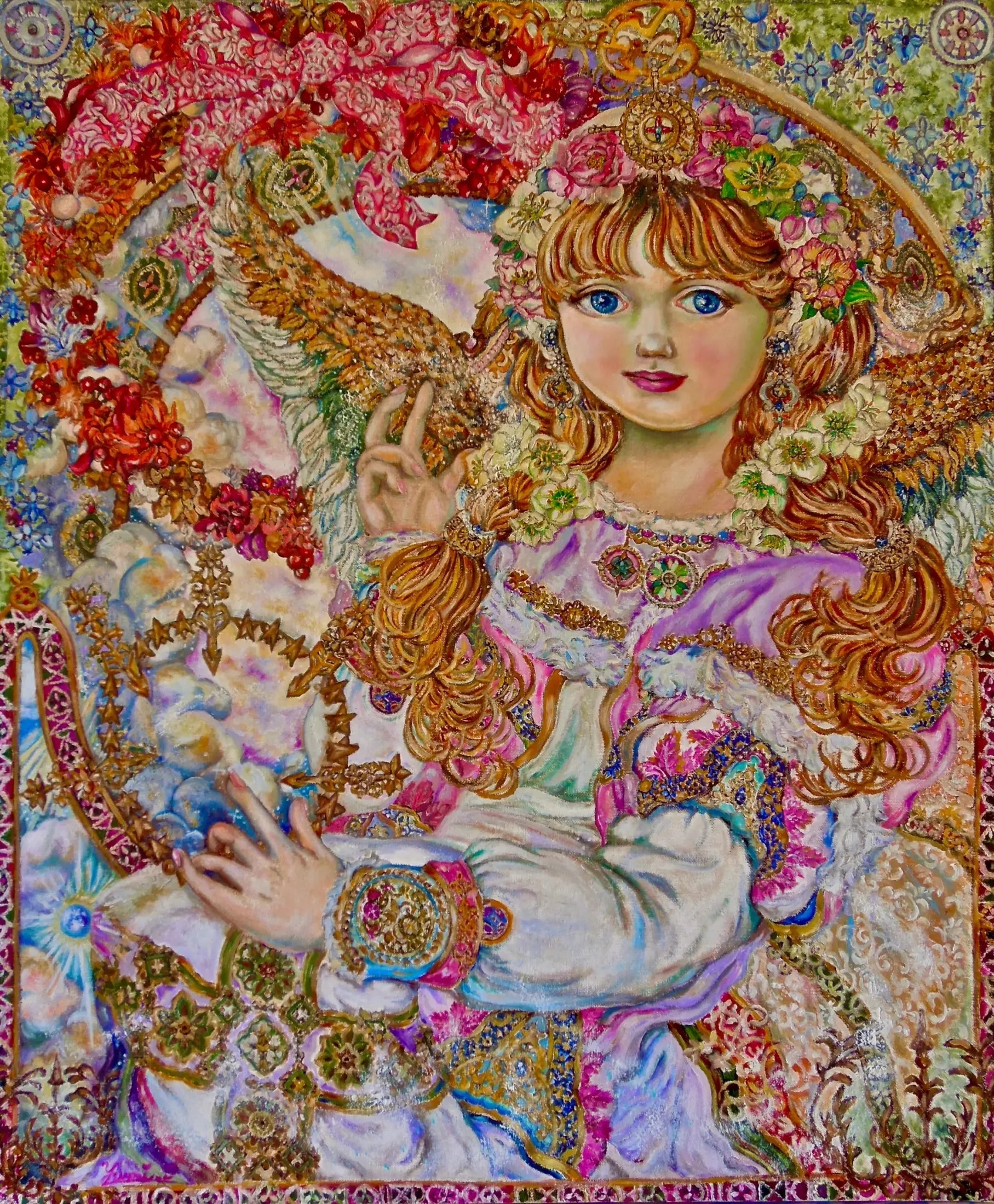 Pink Christmas rose angel - Yumi Sugai image 1 copie peinte à la main à l’huile