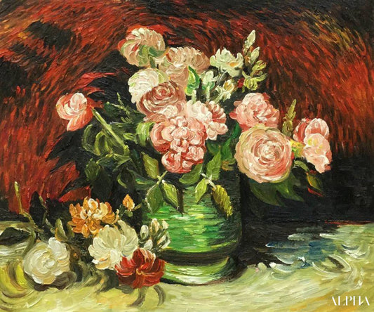 Pivoine et des roses - Van Gogh - Reproductions de tableaux et peintures haut de gamme