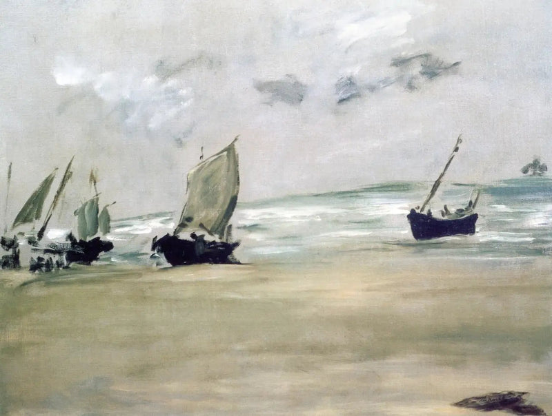 बर्क-सुर-मेर का समुद्र तट कम ज्वार पर - Édouard Manet