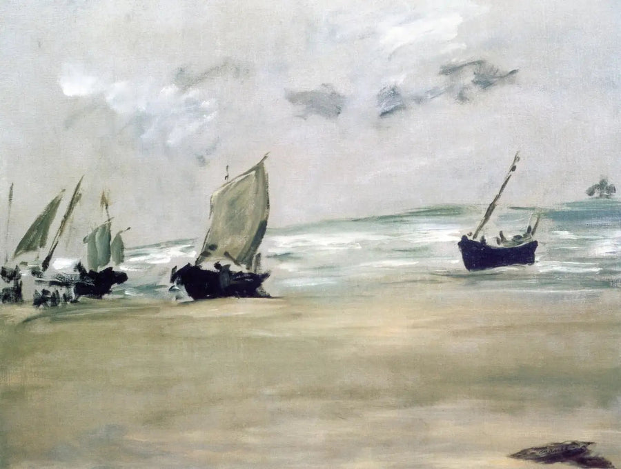 बर्क-सुर-मेर का समुद्र तट कम ज्वार पर - Édouard Manet