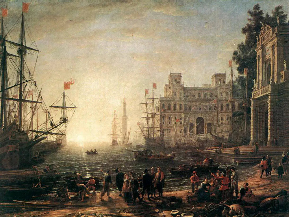 Port de mer avec Villa Médicis - Claude Lorrain image 1 reproduction de peinture à l’huile