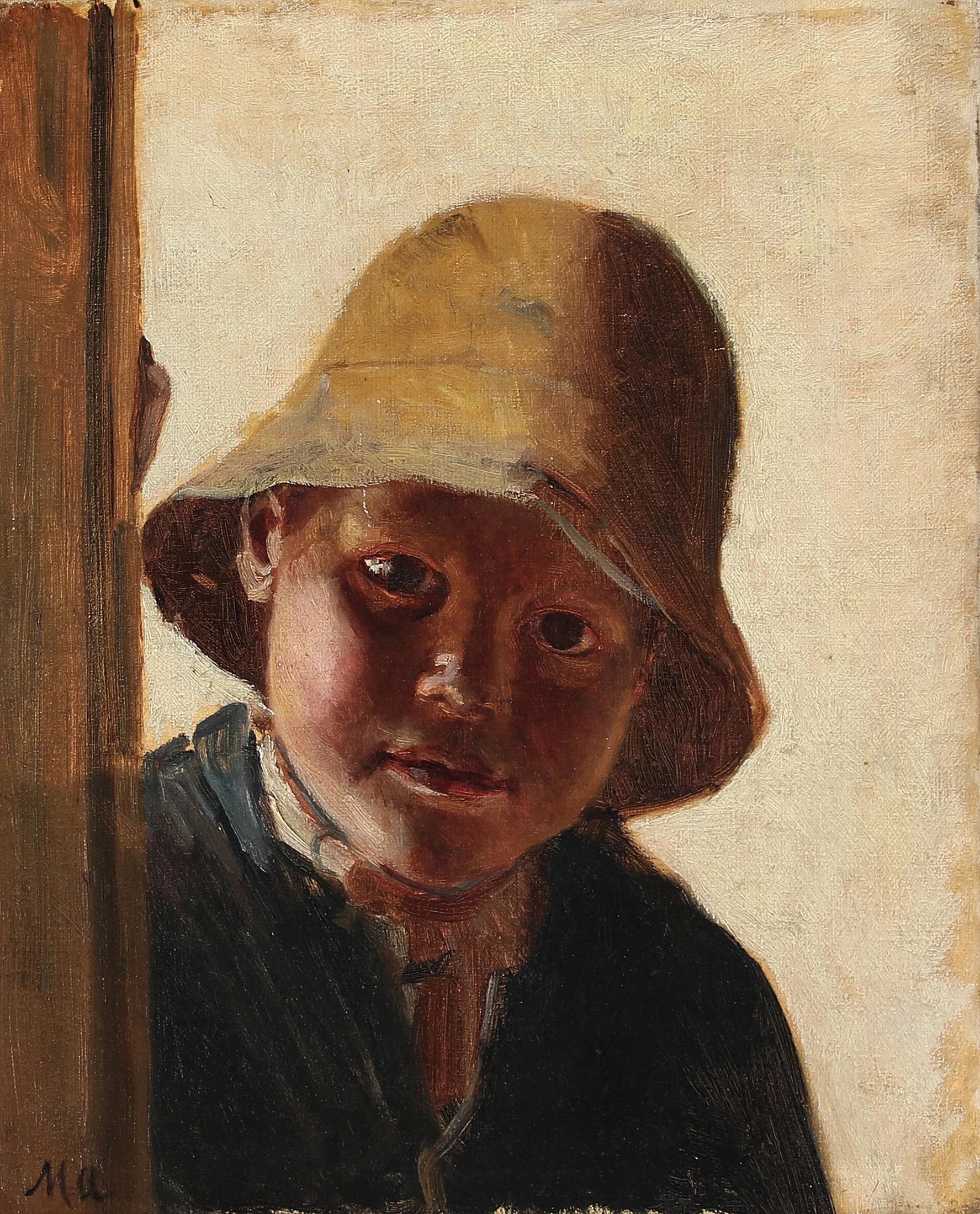 Portrait d'un garçon regardant par une fenêtre. - Michael Peter Ancher image 1 reproduction artisanale de tableau