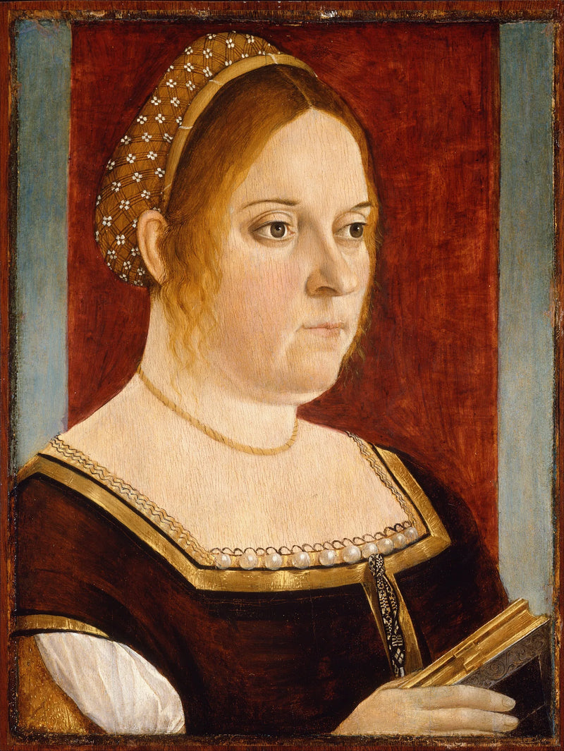 एक महिला का पोर्ट्रेट एक किताब के साथ - Vittore Carpaccio