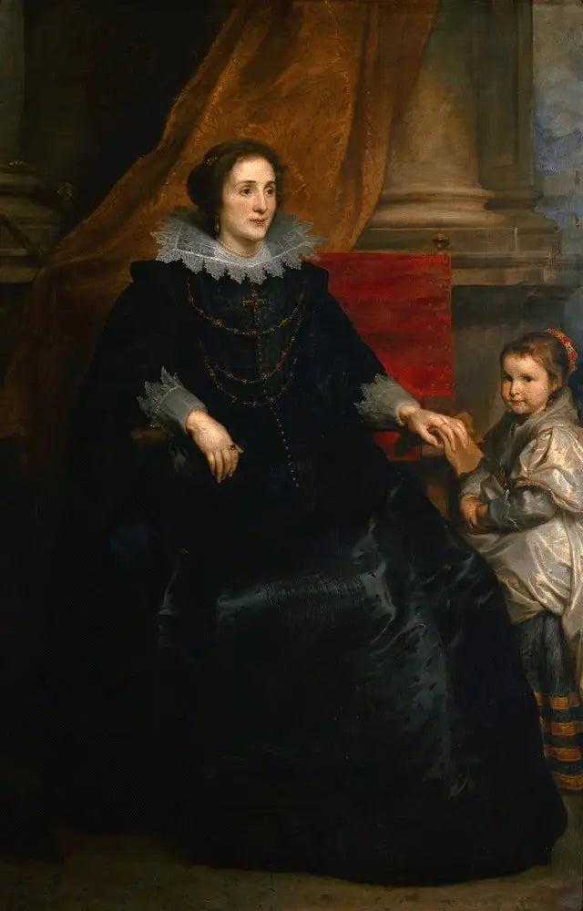 Portrait d'une dame de qualité et sa fille - Antoine van Dyck image 1 copie peinte à la main à l’huile