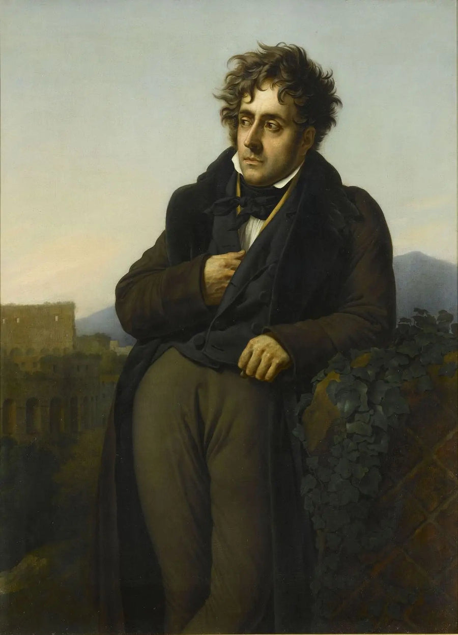 रोम के खंडहरों पर ध्यानमग्न शाटोब्रीआँ का चित्रण - एन-लुई Girodet
