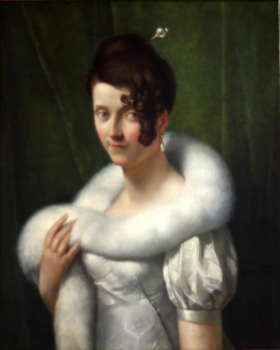 युवा महिला का पोर्ट्रेट बोआ के साथ - फ्रांस्वा जेरार्ड