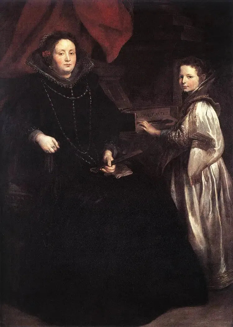 पोर्ट्रेट ऑफ़ पोर्ज़िया इम्पेरियल और उसकी बेटी मारिया फ्रांसेस्का - Antoine van Dyck