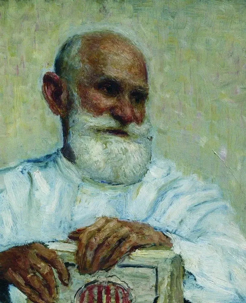 फिजियोलॉजिस्ट इवान पेट्रोविच Pavlov का पोर्ट्रेट - इलिया रिपिन