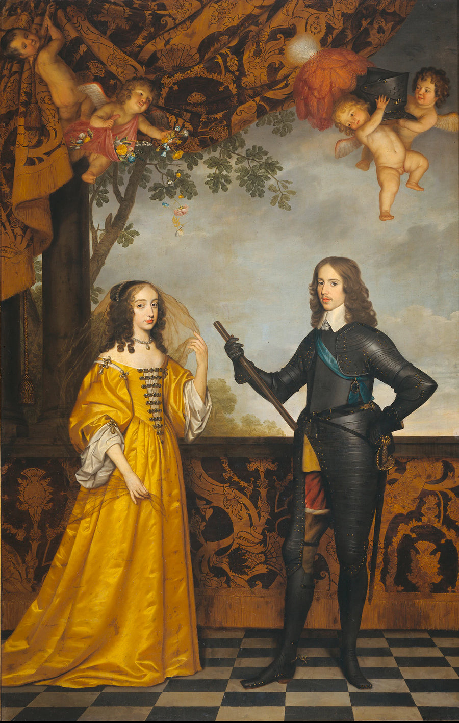 Portrait de Guillaume II (1626-1650), prince d'Orange, et de son épouse Maria Stuart (1631-60) - Gerrit van Honthorst