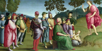 Reproduction du tableau « Prédication de Saint Jean-Baptiste - Raphaël Sanzio » par Alpha Reproduction en peinture à l’huile