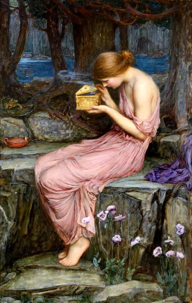 Psyché ouvrant la boîte d'or - John William Waterhouse image 1 reproduction de peinture à l’huile