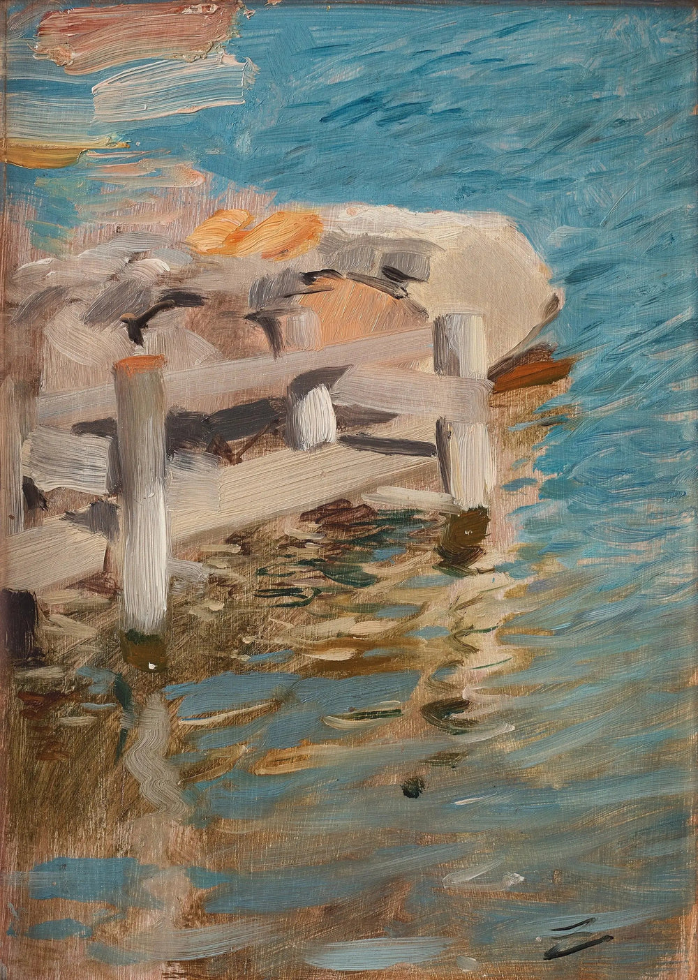 Reflets de l'eau sur un cercueil en pierre - Anders Zorn image 1 copie peinte à la main à l’huile