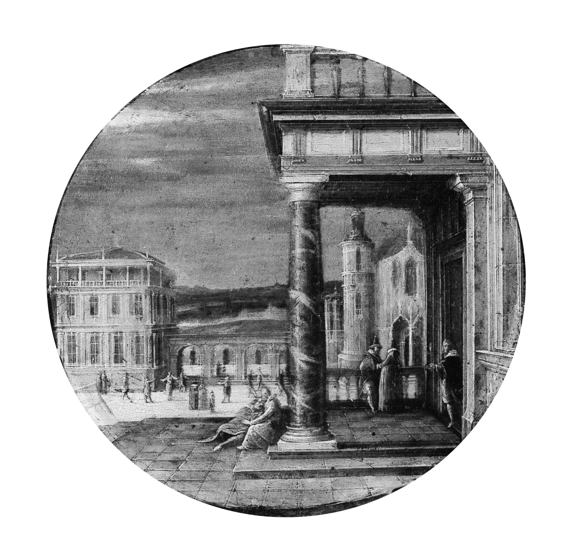 A Renaissance Portico with Elegant Figures - Hendrick van Steenwijck II
