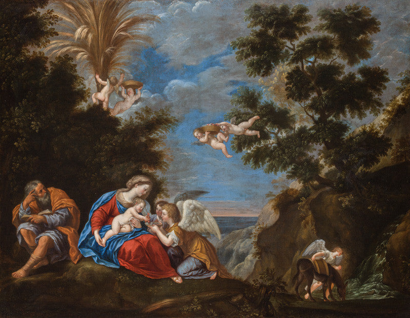 Reposez-vous pendant le vol vers l'Égypte - Francesco Albani image 1 copie de tableau peinte à la main
