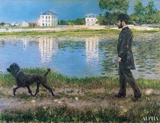 Richard Gallo et son chien au Petit Gennevilliers - Caillebotte - Reproductions de tableaux et peintures haut de gamme