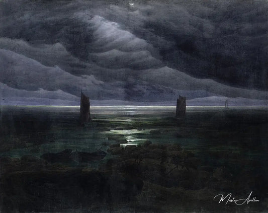 Rivage au clair de lune - Caspar David Friedrich - Reproductions de tableaux et peintures haut de gamme