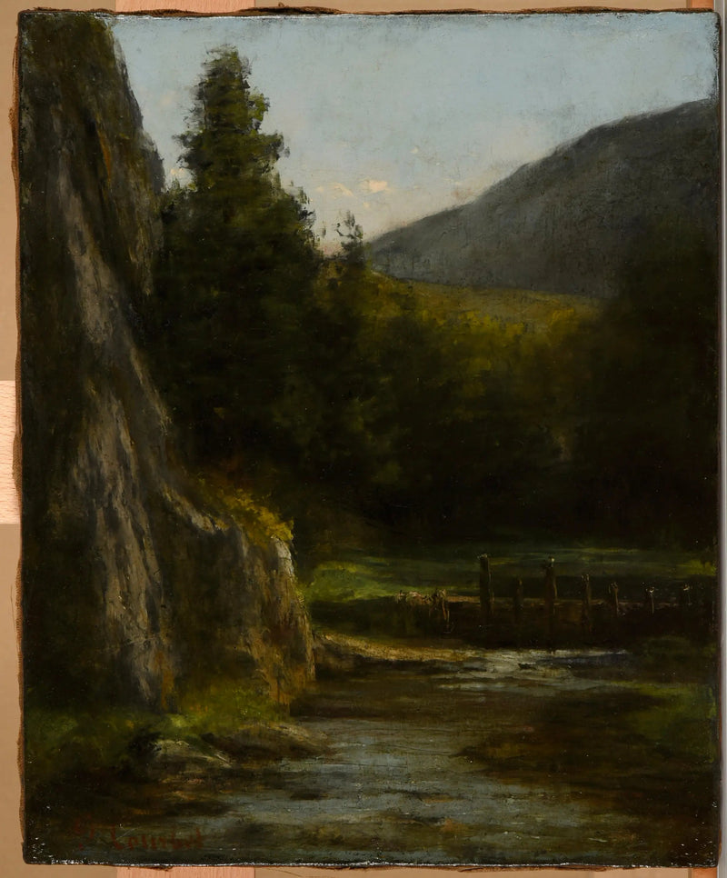 चट्टानें, देवदार के पेड़, धारा - Gustave Courbet