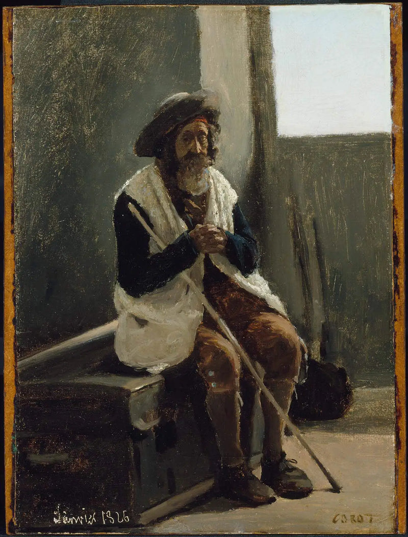 रोम, कोरोट से संबंधित एक माले पर बैठा बुजुर्ग - जीन-बैप्टिस्ट कैमिल कोरोट