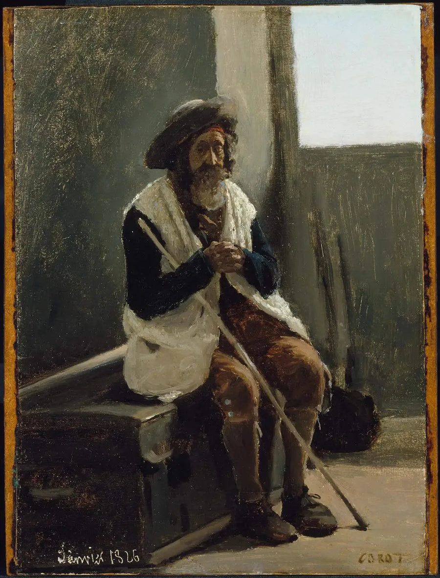 रोम, कोरोट से संबंधित एक माले पर बैठा बुजुर्ग - जीन-बैप्टिस्ट कैमिल कोरोट