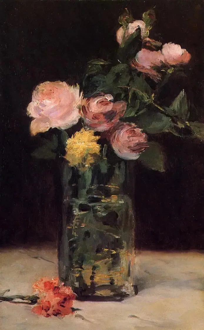 एक फूलदान में गुलाब - Édouard Manet