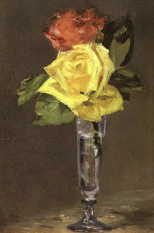 शैम्पेन के गिलास में गुलाब - Édouard Manet