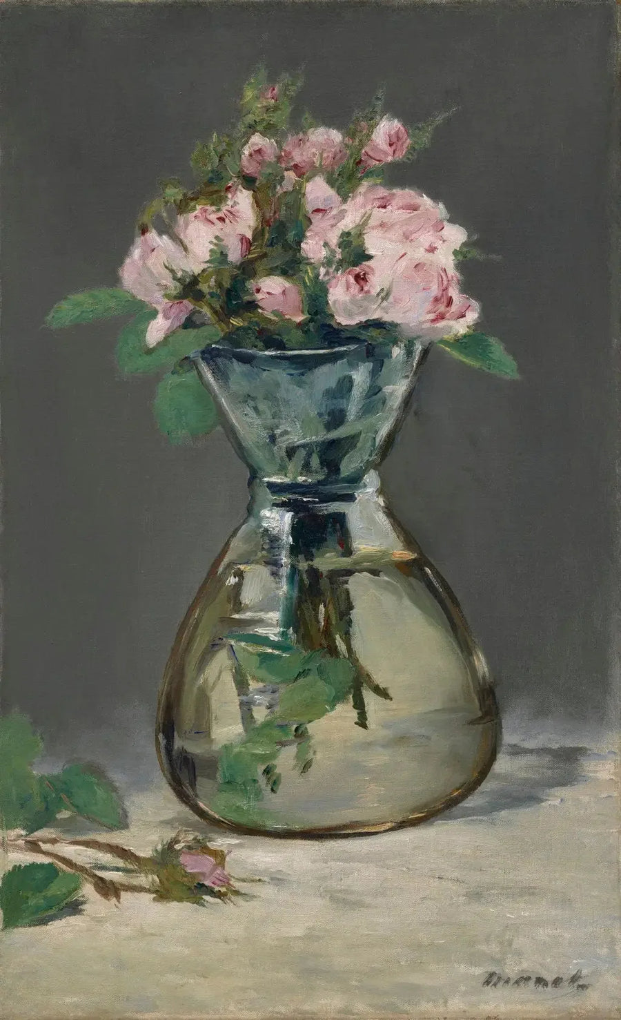 एक फूलदान में मखमली गुलाब - Édouard Manet