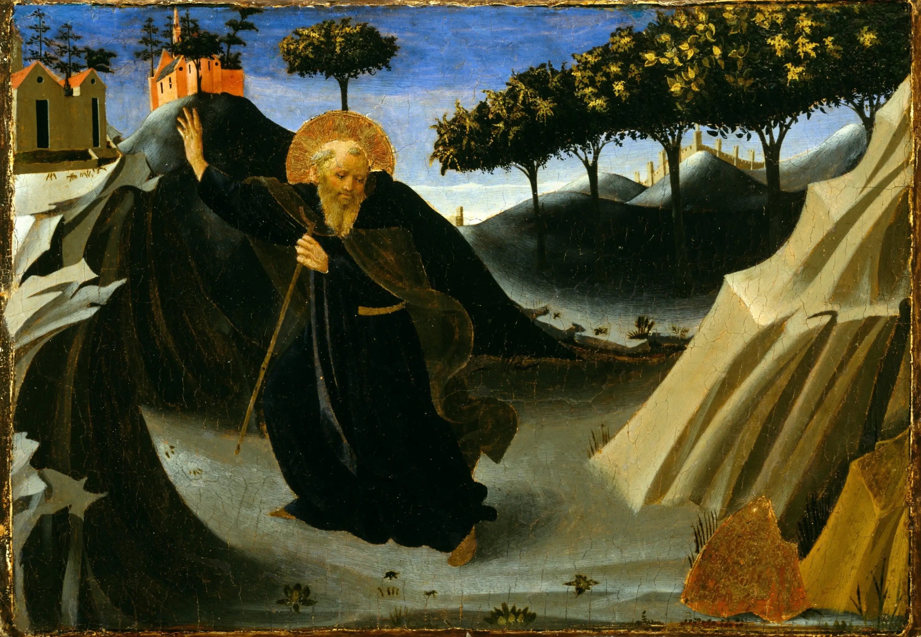 Saint Antoine Abbé évitant la messe d'or - Fra Angelico image 1 copie peinte à la main à l’huile