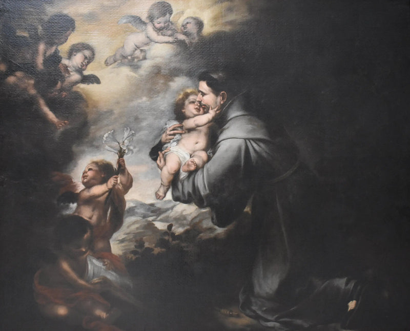 सेंट एंटोनी दे पैडूआ बच्चे यीशु की पूजा कर रहे हैं - बारटोलोमे़ Esteban Murillo