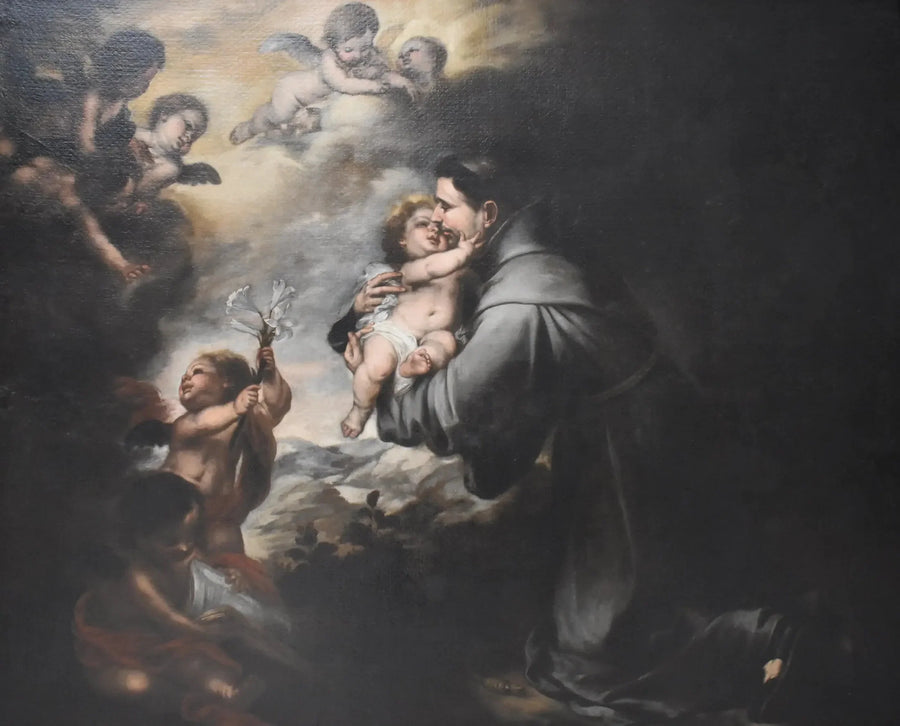 सेंट एंटोनी दे पैडूआ बच्चे यीशु की पूजा कर रहे हैं - बारटोलोमे़ Esteban Murillo