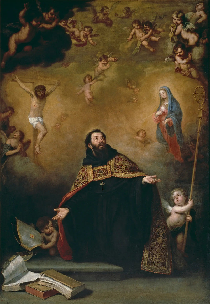 संत अगस्तीन क्राइस्ट और वर्जिन के बीच - बारटोलोमे़ Esteban Murillo
