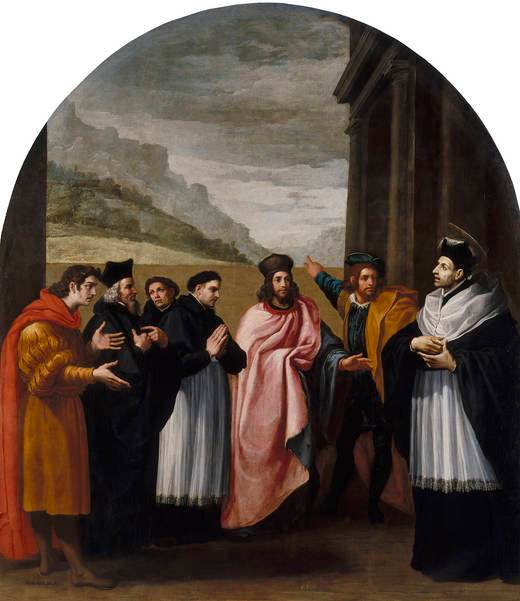 Saint Bruno et ses six compagnons se retirent de la vie active - Vincenzo Carducci image 1 tableau peint à l’huile sur toile