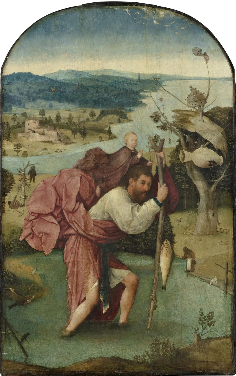 संत क्रिस्टोफ़र बच्चे यीशु को लेकर - हेरोनिमस बोश