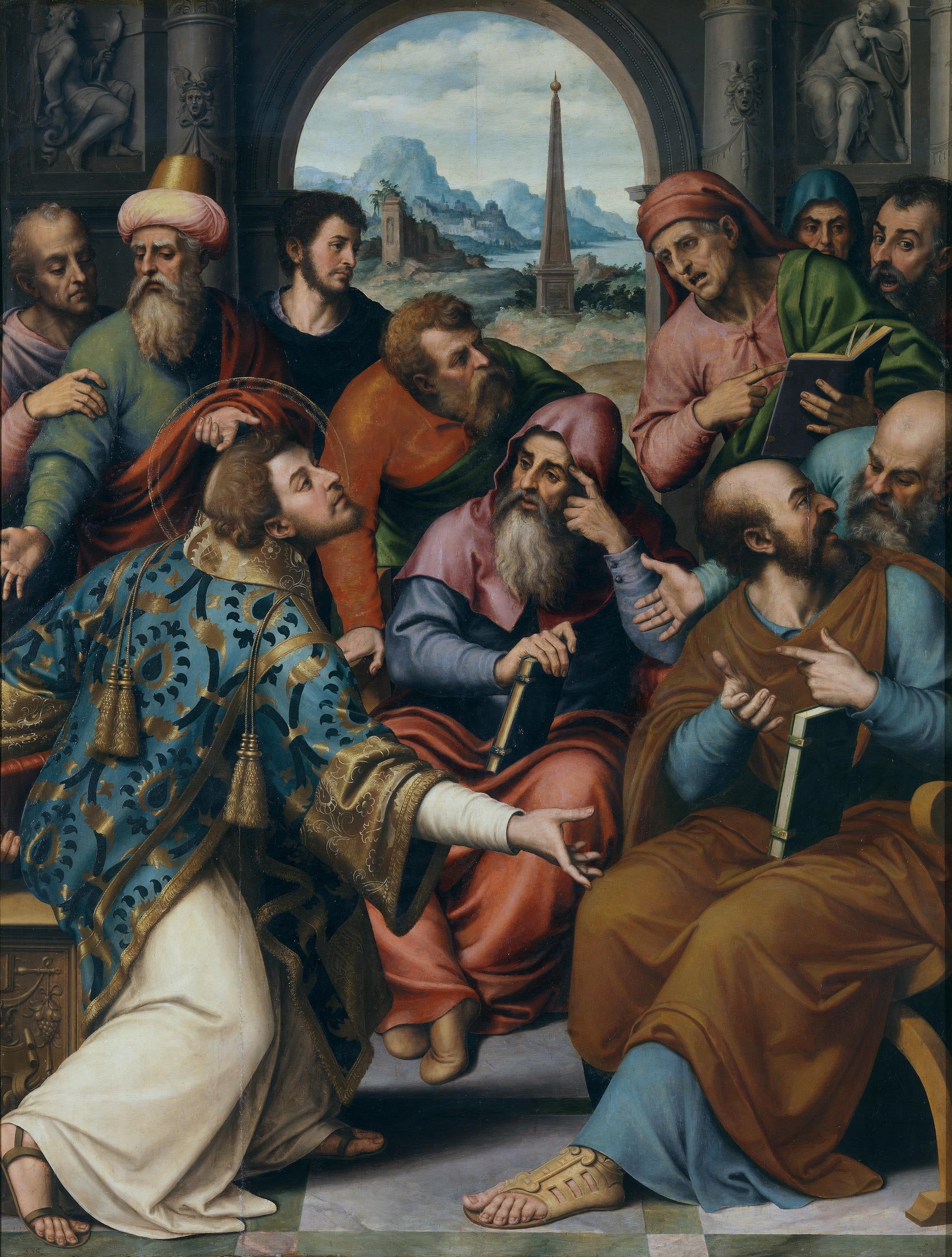 Saint Étienne à la synagogue - Juan de Juanes image 1 copie de tableau peinte à la main