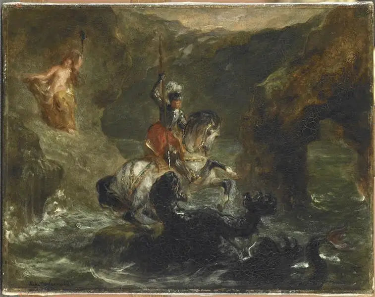 Saint Georges combattant le dragon - Eugène Delacroix image 2 tableau peint à l’huile sur toile
