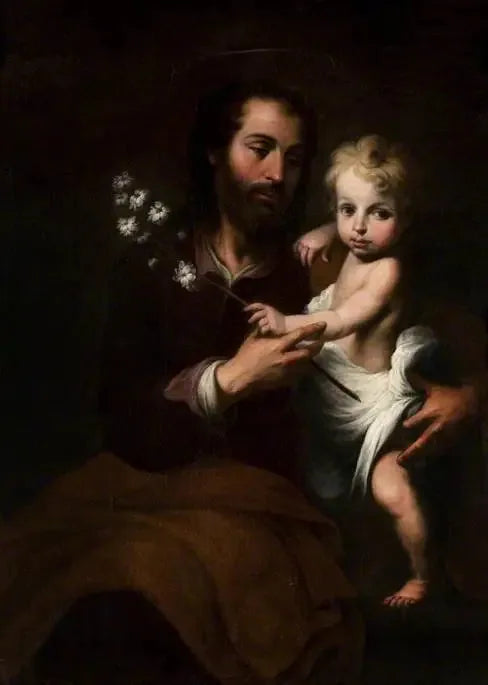 सेंट जोसेफ के साथ बच्चे यीशु - बार्टोलोमे़ Esteban Murillo