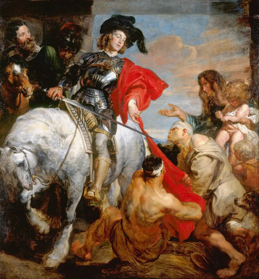 सेंट मार्टिन अपने कोट को विभाजित कर रहा है - Antoine van Dyck