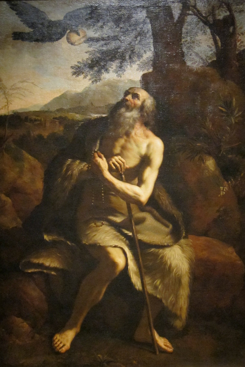 सेंट पॉल ल'एर्मिट nourri par le corbeau - Guercino