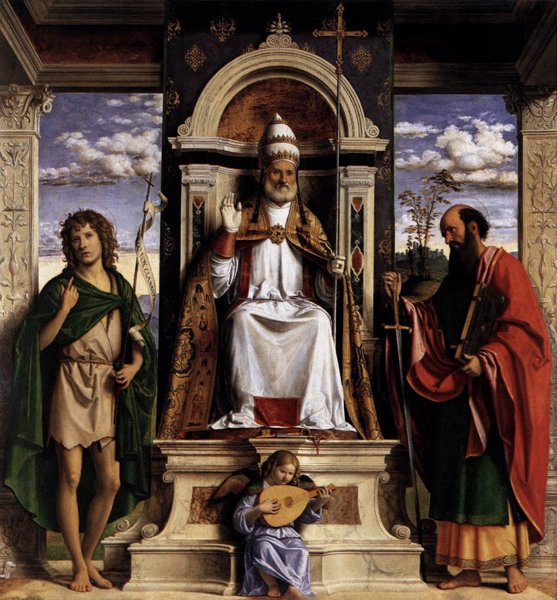 संत पीटर का सिंहासन saints के साथ - Cima da Conegliano