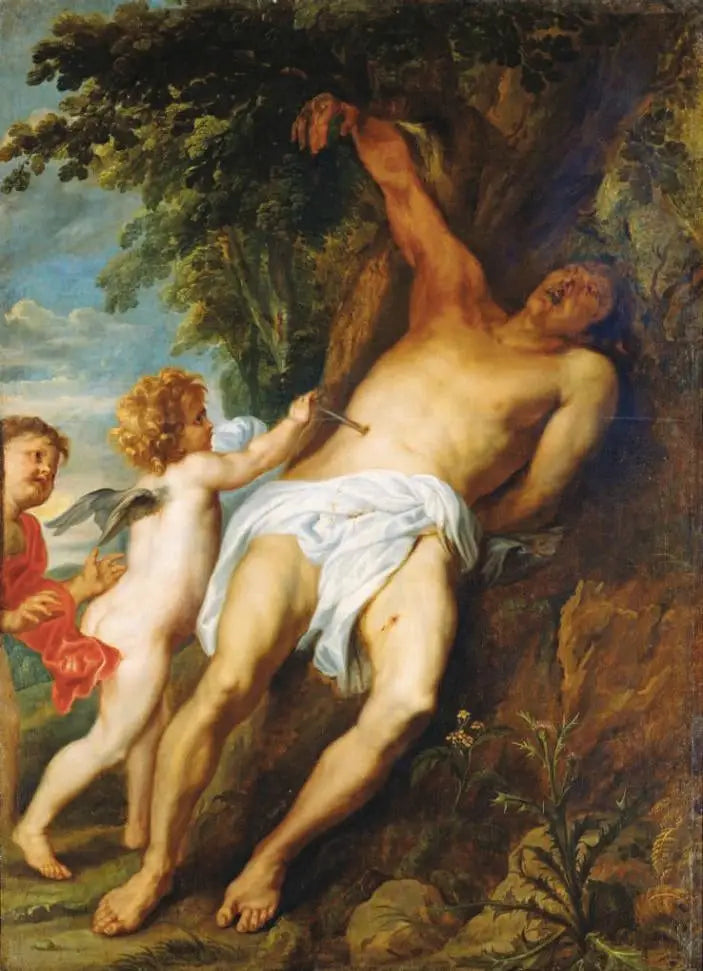 संत सेबेस्टियन को स्वर्गदूतों द्वारा सहायता प्राप्त - Antoine van Dyck