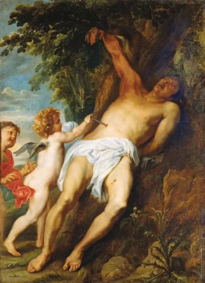 संत सेबेस्टियन को स्वर्गदूतों द्वारा सहायता प्राप्त - Antoine van Dyck