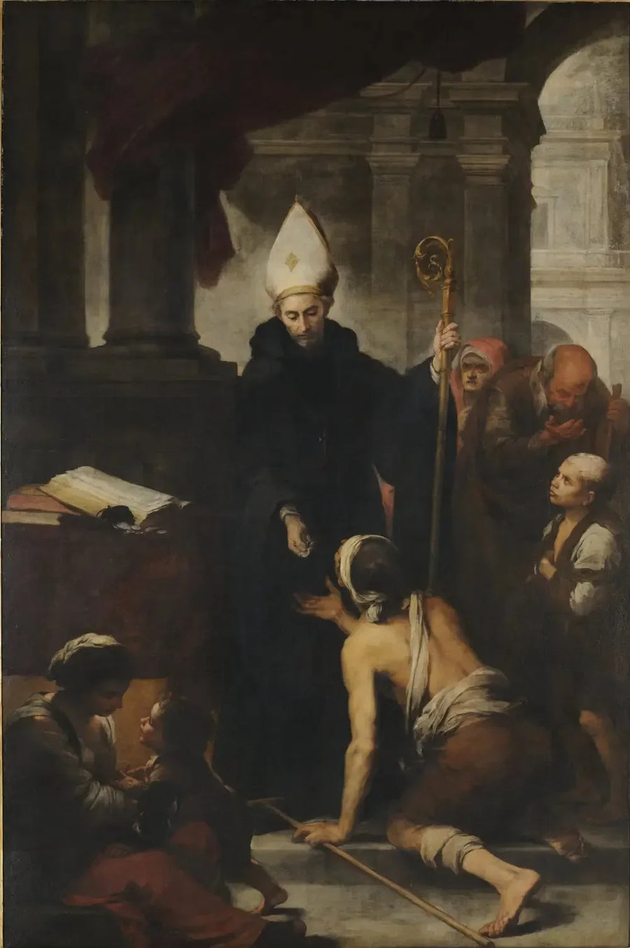 संत थॉमस दे विलानुएवा गरीबों को दान देते हुए - बारटोलोमे़ Esteban Murillo