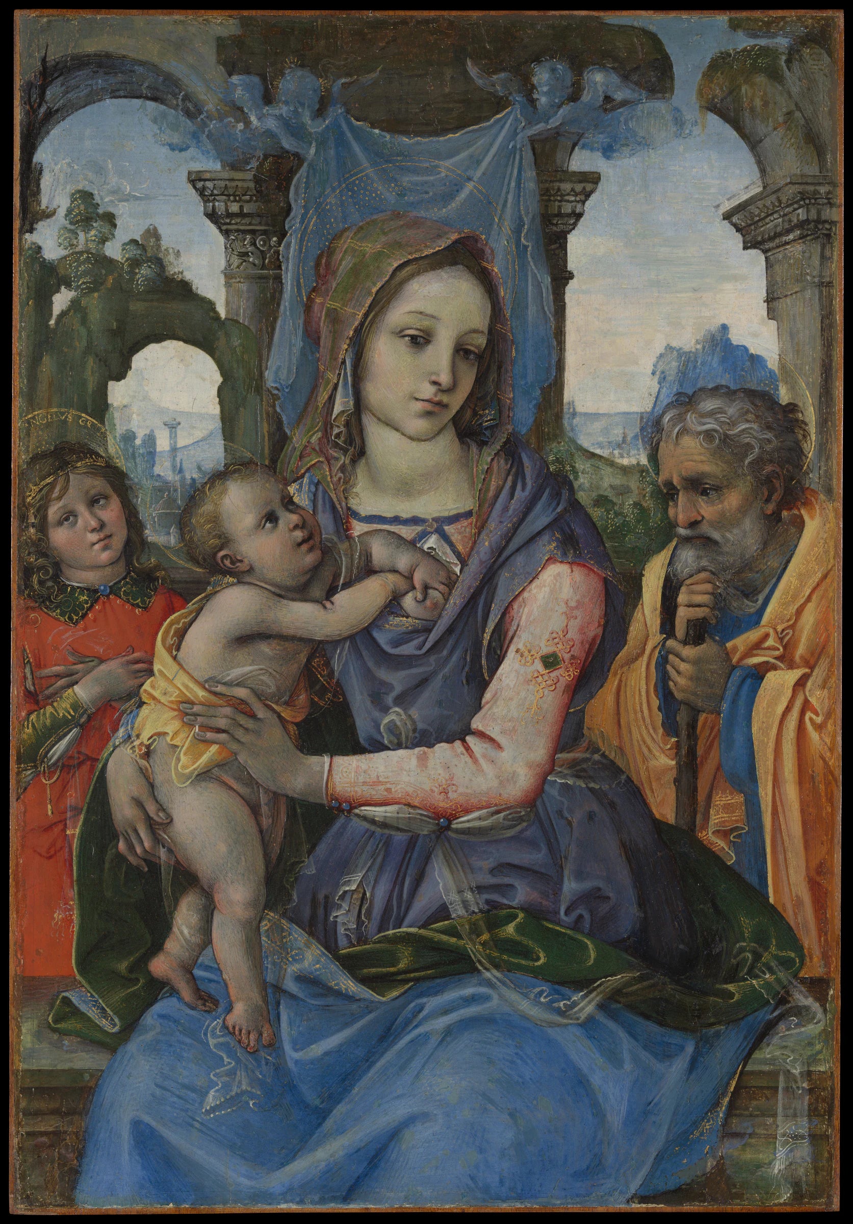 Sainte Famille avec un ange - Raffaellino del Garbo (also known as Raffaelle de' Capponi and Raffaelle de' Carli)