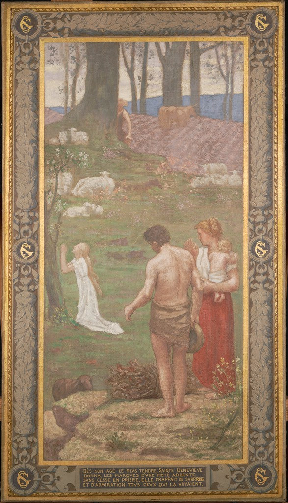 Sainte Geneviève enfant en prière - Pierre Puvis de Chavannes image 1 copie peinte à la main à l’huile