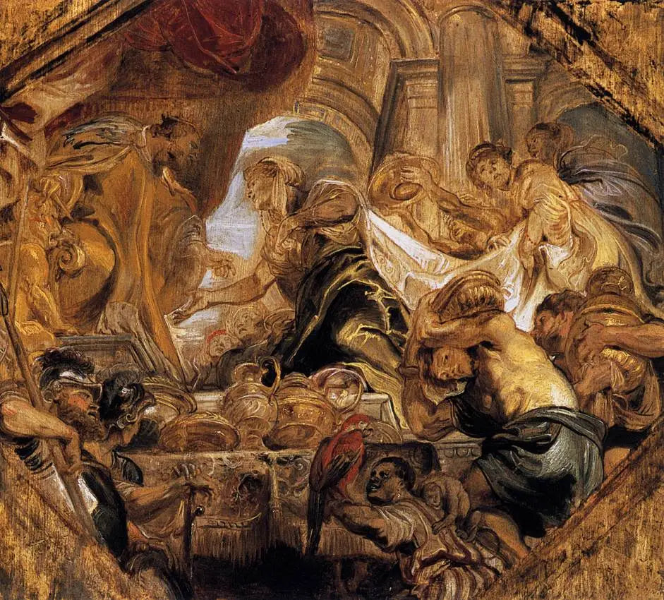 Salomon et la reine de Saba - Peter Paul Rubens image 1 copie peinte à la main à l’huile