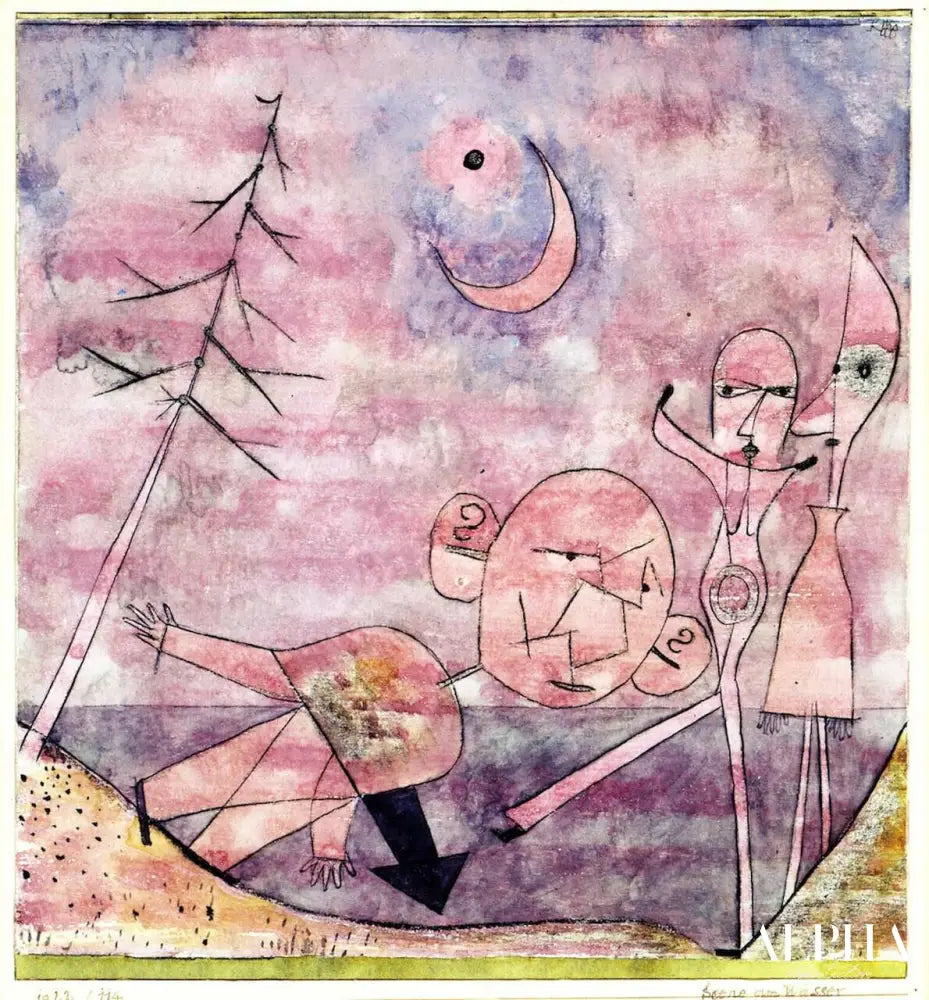 Scène au bord de l'eau - Paul Klee - Reproductions de tableaux et peintures haut de gamme