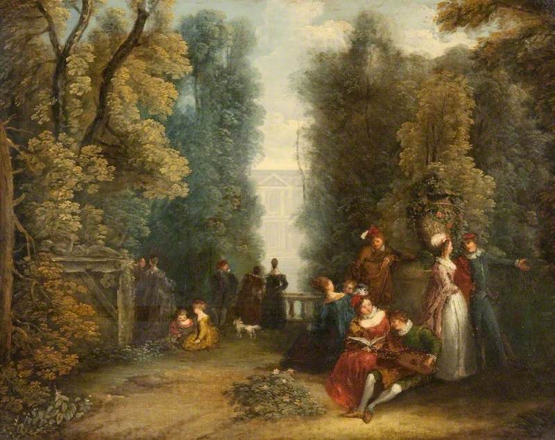 बाग का दृश्य - Antoine Watteau
