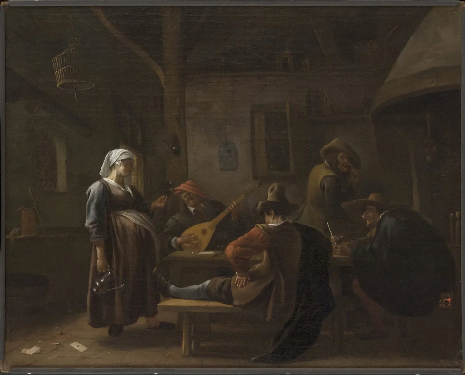 Scène de taverne avec une hôtesse enceinte - Jan Steen image 1 tableau peint à l’huile sur toile