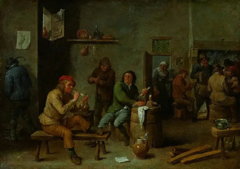 Scène de taverne (Fumeurs dans une auberge). - David Teniers le Jeune image 1 tableau peint à l’huile sur toile